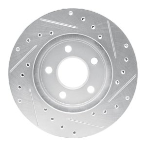 Chrysler Town & Country Brake Rotor (1) - Front Left - R1 Concepts - Drilled & Slotted - Silver - `96-`00
